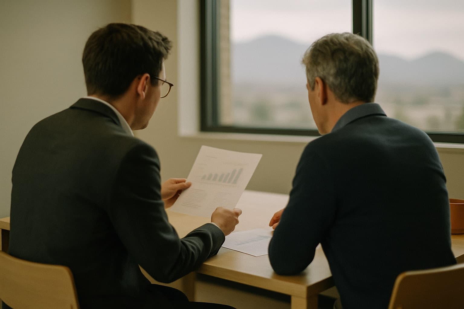 Gainz Growth Partners advisors reviewing a client's financial statements